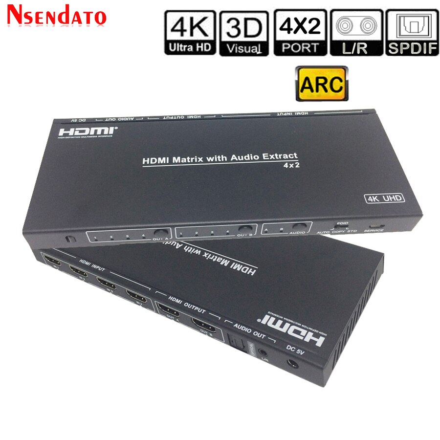   ġִ 4x2 HDMI Ʈ 4K UHD 4 In 2 Out HDMI й ó ARC SPDIF For PS3 PS4 HDTV DVD HDCP 2.2